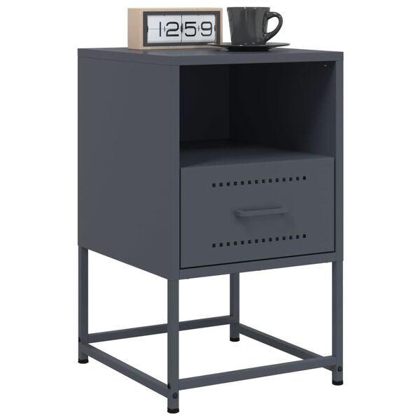 vidaXL Bedside Cabinets 2 pcs Anthracite 36x39x60.5 cm Steel