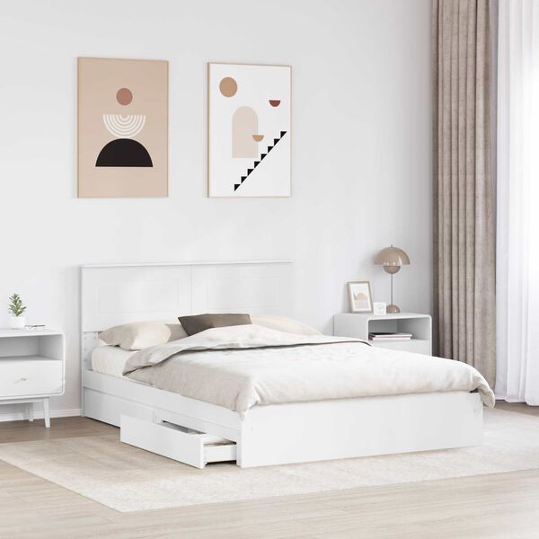 vidaXL Storage Bed with Headboard White 160 x 200 cm Engineered Wood