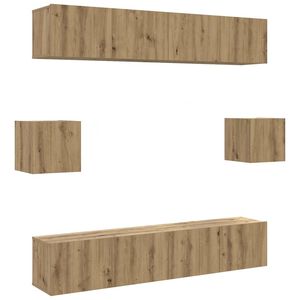 vidaXL 6 Piece TV Cabinet Set Wall-mounted Artisan Oak Engineered Wood