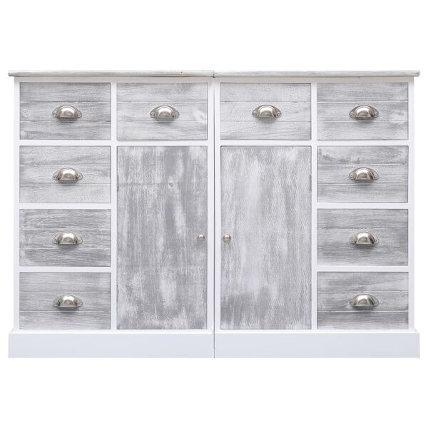vidaXL Sideboard with 10 Drawers Grey 113x30x79 cm Wood