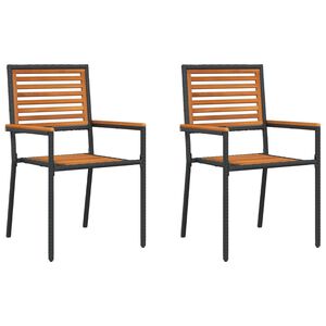 vidaXL Garden Stacking Chairs 2 pcs Brown and Black