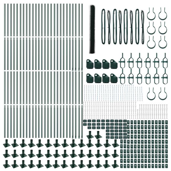 vidaXL Fence with Posts Green 1.6 x 100 m PVC-coated steel