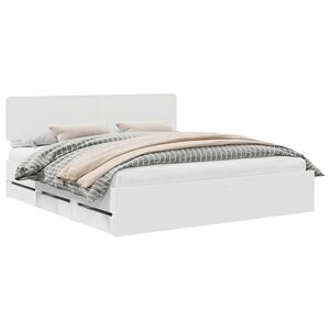 vidaXL Bed Frame with Drawer White 200 x 200 cm Engineered Wood