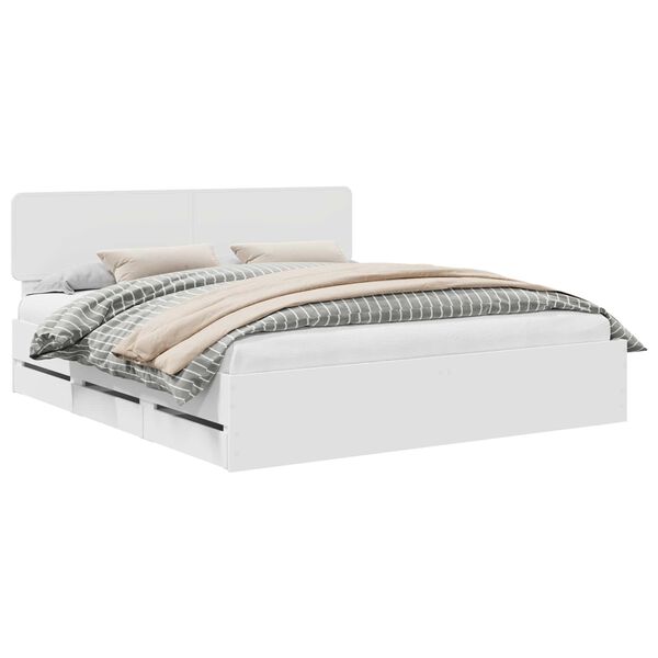 vidaXL Bed Frame with Headboard White 200 x 200 cm Engineered Wood