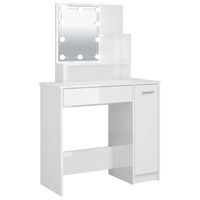 vidaXL Dressing Table with LED High Gloss White 86.5x35x136 cm