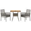 vidaXL Garden Dining Set 3 pcs Grey Poly Rattan