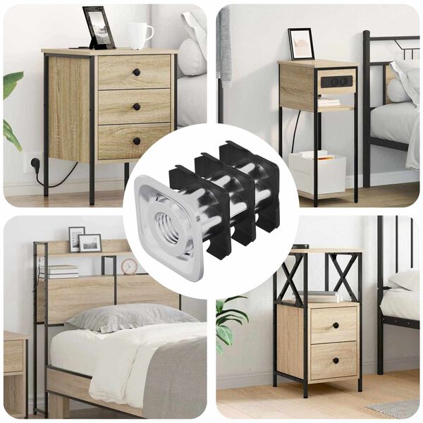 vidaXL Threaded Tube Insert 12 pcs Black and Silver Galvanised Steel