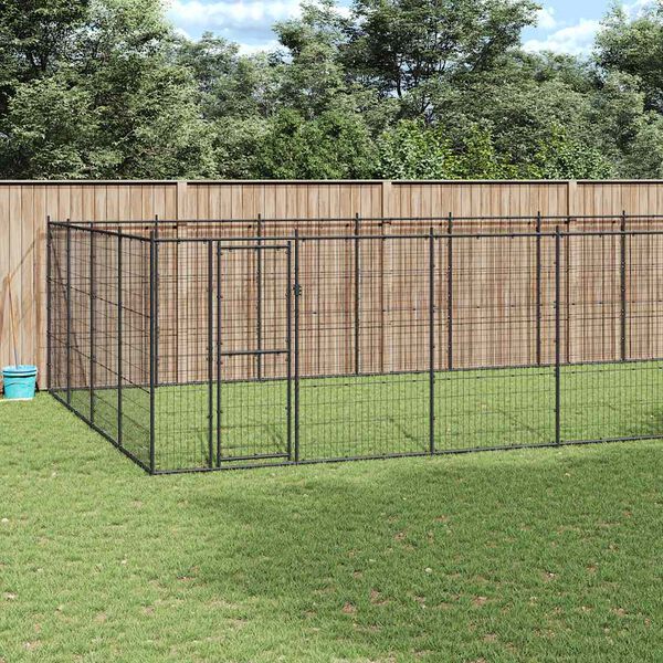 vidaXL Outdoor Dog Kennel Steel 33.88 m²
