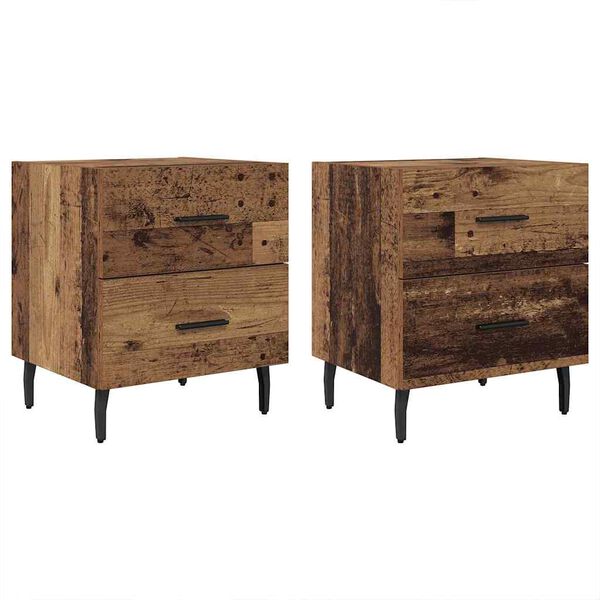 vidaXL Bedside Cabinet with Drawer 2 pcs Old Wood 40 x 35 x 47.5 cm