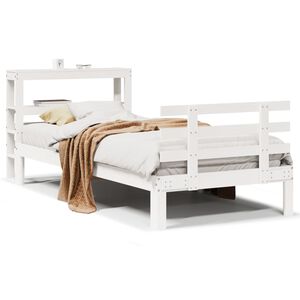 vidaXL Bed Frame with Headboard without Mattress White 75x190 cm Small Single