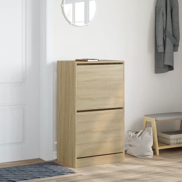 vidaXL Shoe Cabinet with 2 Flip-Drawers Sonoma Oak 60x42x108 cm