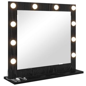 vidaXL Vanity Mirror Rectangular with Mirror Black Oak 60 x 55 x 18 cm