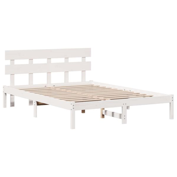 vidaXL Bed Frame with Headboard White 150 x 200 cm Solid Pine wood