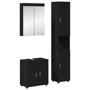 vidaXL Bathroom Furniture Set with Shelf TULUM Black Engineered Wood