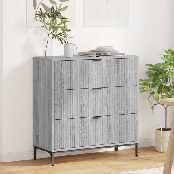vidaXL Sideboard Grey Sonoma 79.5 x 33 x 82 cm Engineered Wood