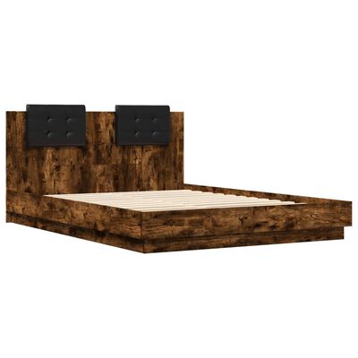 vidaXL Bed Frame with Headboard Smoked Oak 120x200 cm Engineered Wood