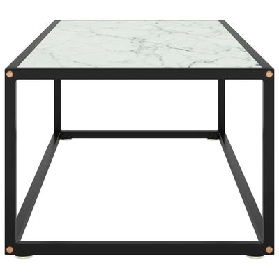 vidaXL Coffee Table Black with White Marble Glass 100x50x35 cm