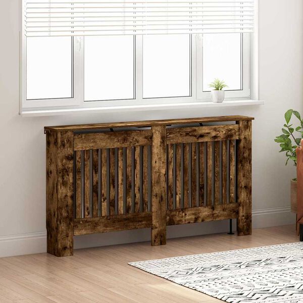 vidaXL Radiator Cover Smoked Oak 152 x 19 x 81.5 cm Engineered Wood