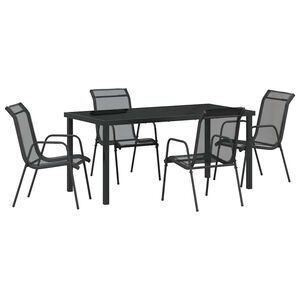 vidaXL Garden Dining Set 5 pcs Black Textilene and steel