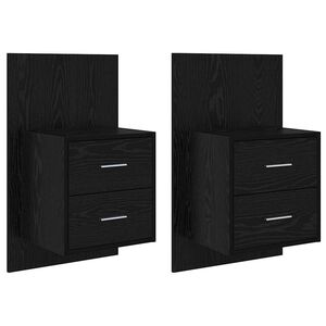 vidaXL Wall-mounted Bedside Cabinet with Drawer 2 pcs Black Oak