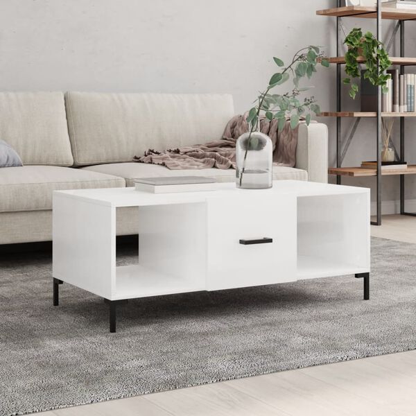 vidaXL Coffee Table High Gloss White 102x50x40 cm Engineered Wood