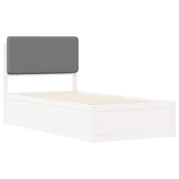 vidaXL Bed Frame with Upholstered Headboard Light Grey 90 x 190 cm