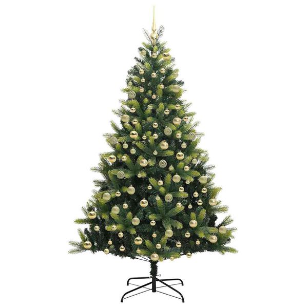 vidaXL Artificial Hinged Christmas Tree 300 LEDs Green 210 cm
