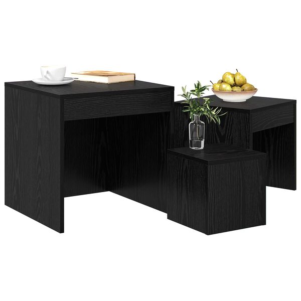 vidaXL Coffee Table 3 pcs Black Oak Engineered Wood