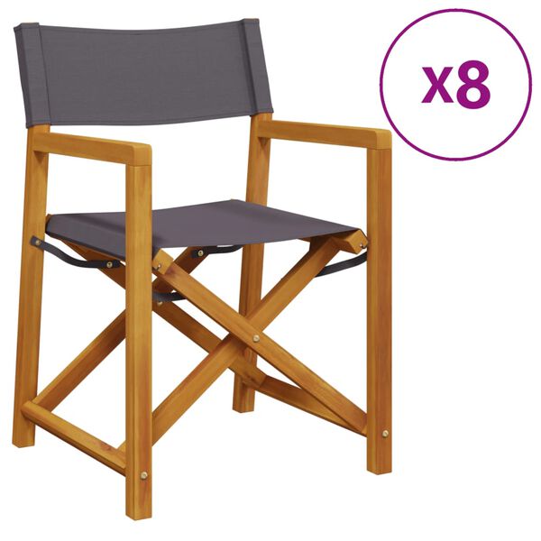 vidaXL 8 Piece Folding Garden Chairs Dark Grey Fabric