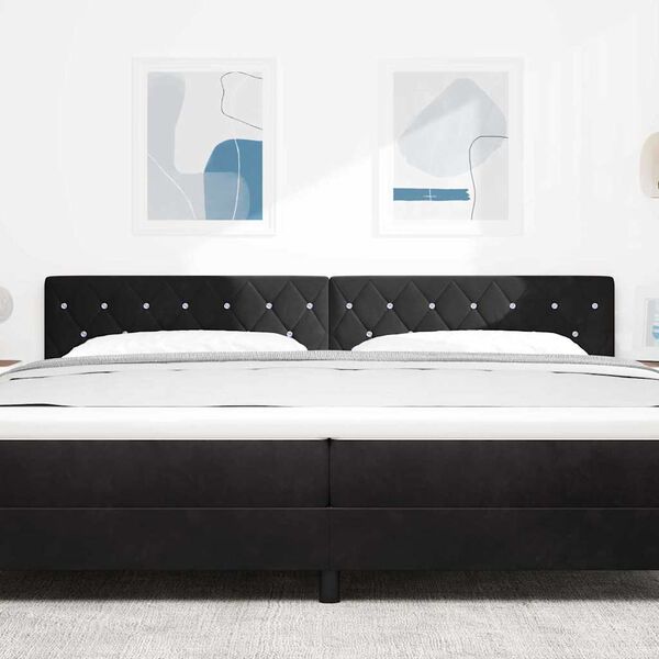 vidaXL Headboard with Headboard Black 200 cm Faux Leather