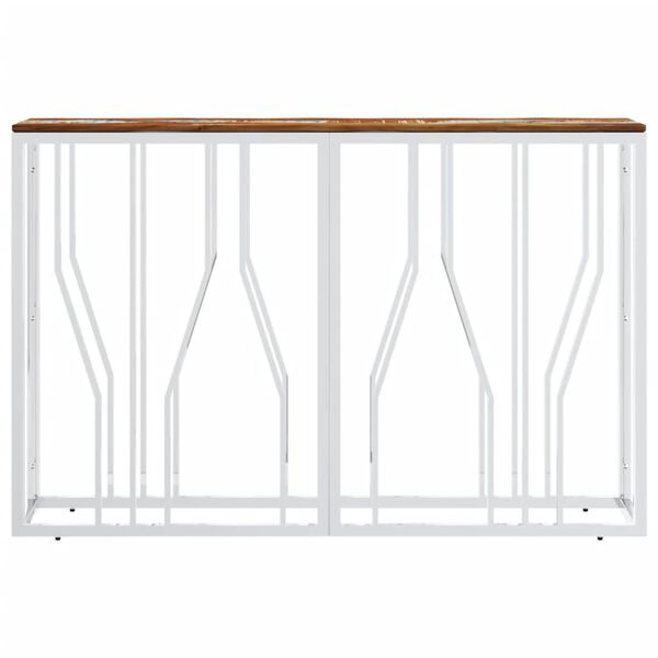 vidaXL Console Table Silver Stainless Steel and Solid Wood Reclaimed