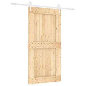 vidaXL Sliding Door Natural and White 100 x 210 cm Solid Pine Wood