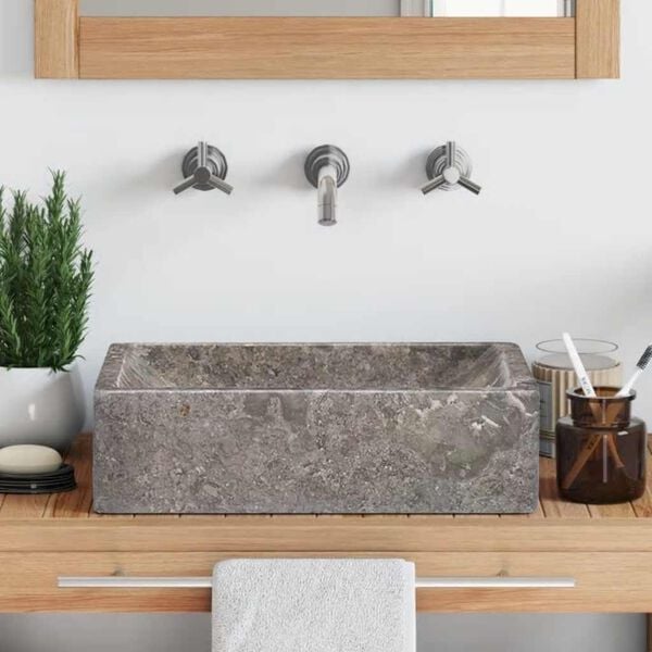 vidaXL Sink 45x30x12 cm Marble High Gloss Grey
