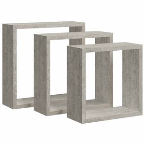 vidaXL Wall Cube Shelves 3 pcs Concrete Grey
