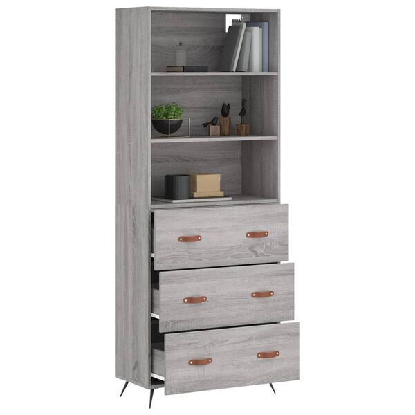 vidaXL Highboard Grey Sonoma 69.5x34x180 cm Engineered Wood