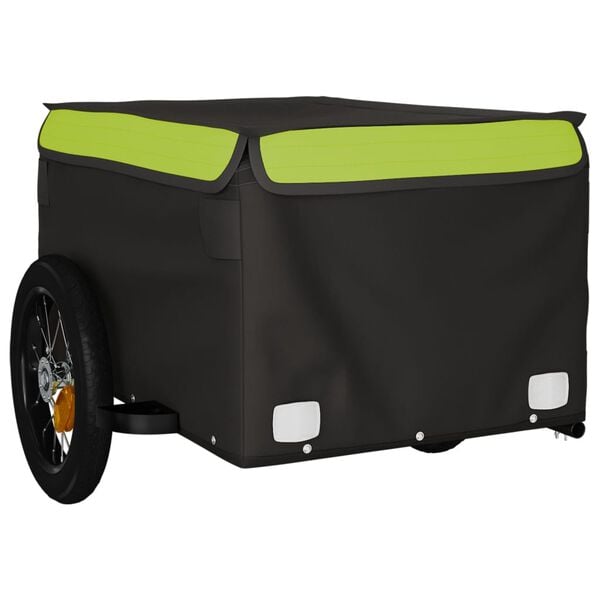 vidaXL Bike Trailer Black and Green 30 kg Iron