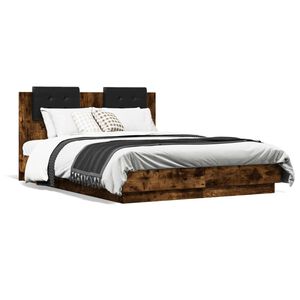 vidaXL Bed Frame without Mattress Smoked Oak 120x190 cm Small Double