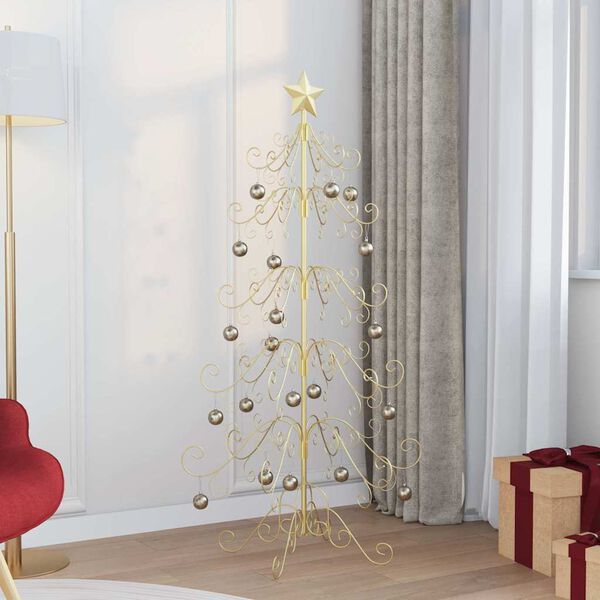 vidaXL Metal Christmas Tree with Stand Gold 150 cm Powder-coated Steel