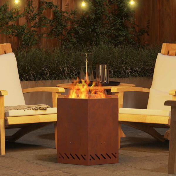 vidaXL Smokeless Fire Pit Brown 48 x 48 x 51 cm Weathering Steel