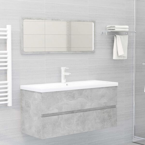 vidaXL 2 Piece Bathroom Furniture Set Concrete Grey Engineered Wood