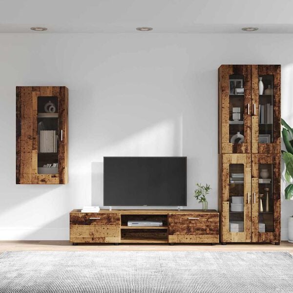 vidaXL TV Cabinet Set with Drawer FLORIN Old Wood Engineered Wood