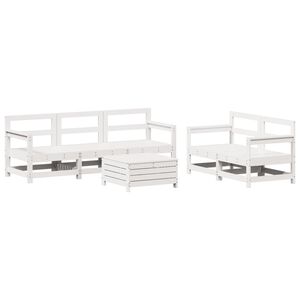 vidaXL 6 Piece Garden Sofa Set White Solid Wood Pine