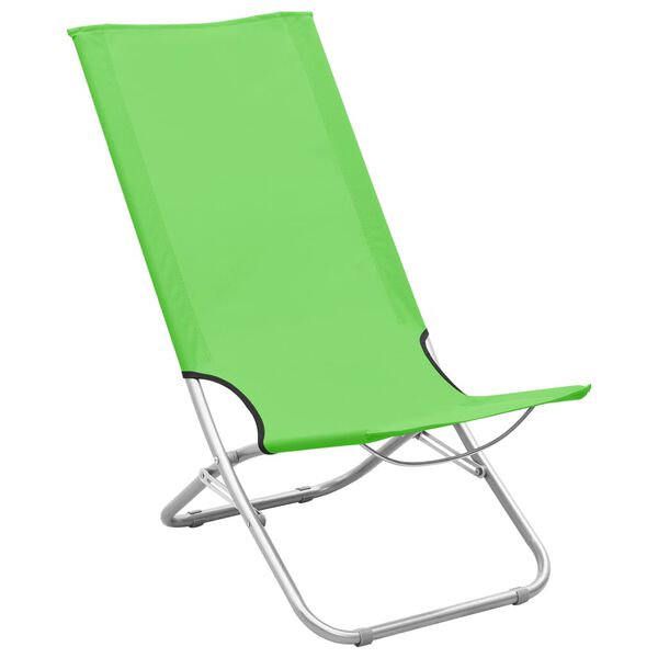vidaXL Folding Beach Chairs 2 pcs Green Fabric