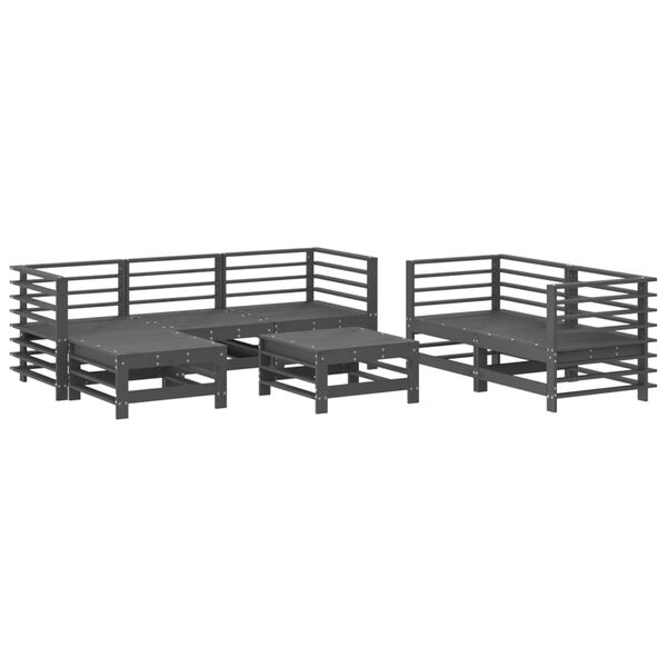 vidaXL 7 Piece Garden Lounge Set Grey Solid Wood Pine