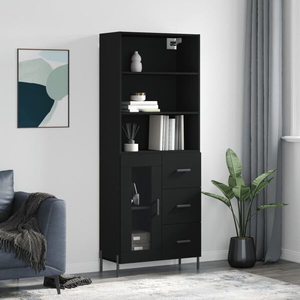 vidaXL Highboard Black 69.5x34x180 cm Engineered Wood