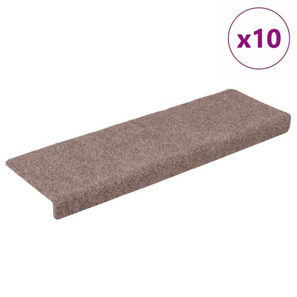 vidaXL Stair Mats Self-adhesive 10 pcs 65x21x4 cm Light Brown Rectangular Edge