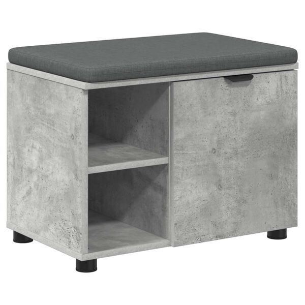 vidaXL Hall Bench with Cushion with Door Concrete Grey 60 x 38 x 46 cm