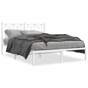 vidaXL Metal Bed Frame without Mattress with Headboard White 140x190cm