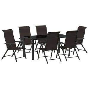 vidaXL Garden Dining Set 7 pcs Black Coffee Powder-Coated Steel