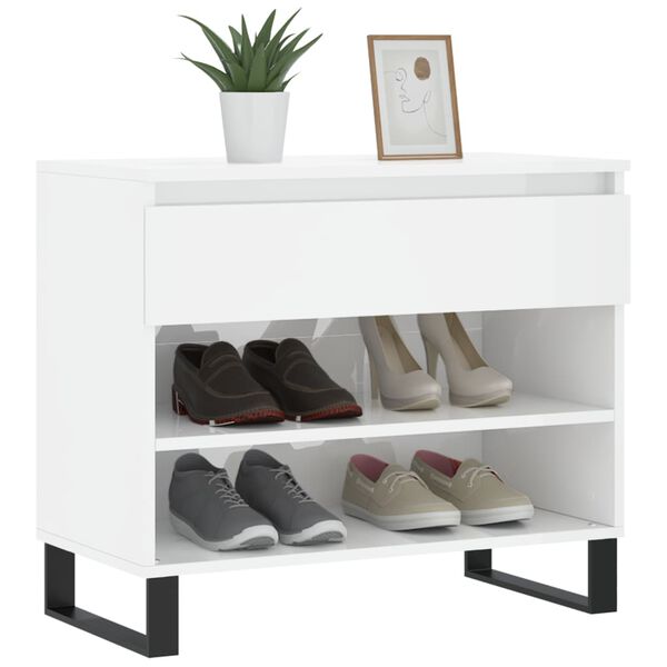 vidaXL Shoe Cabinet High Gloss White 70x36x60 cm Engineered Wood